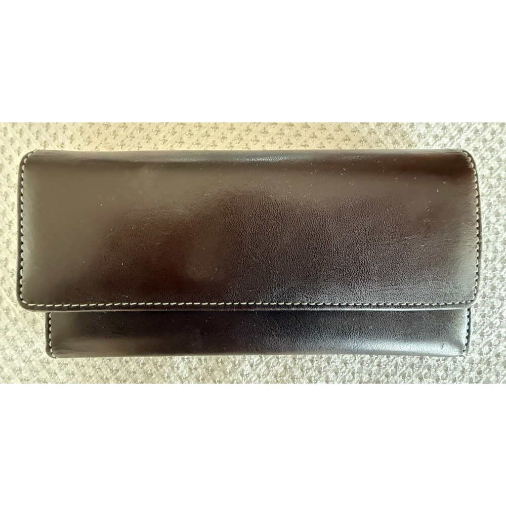 JACK GEORGES Trifold Wallet Brown Buffalo Leather + Neon Green Inside NEW